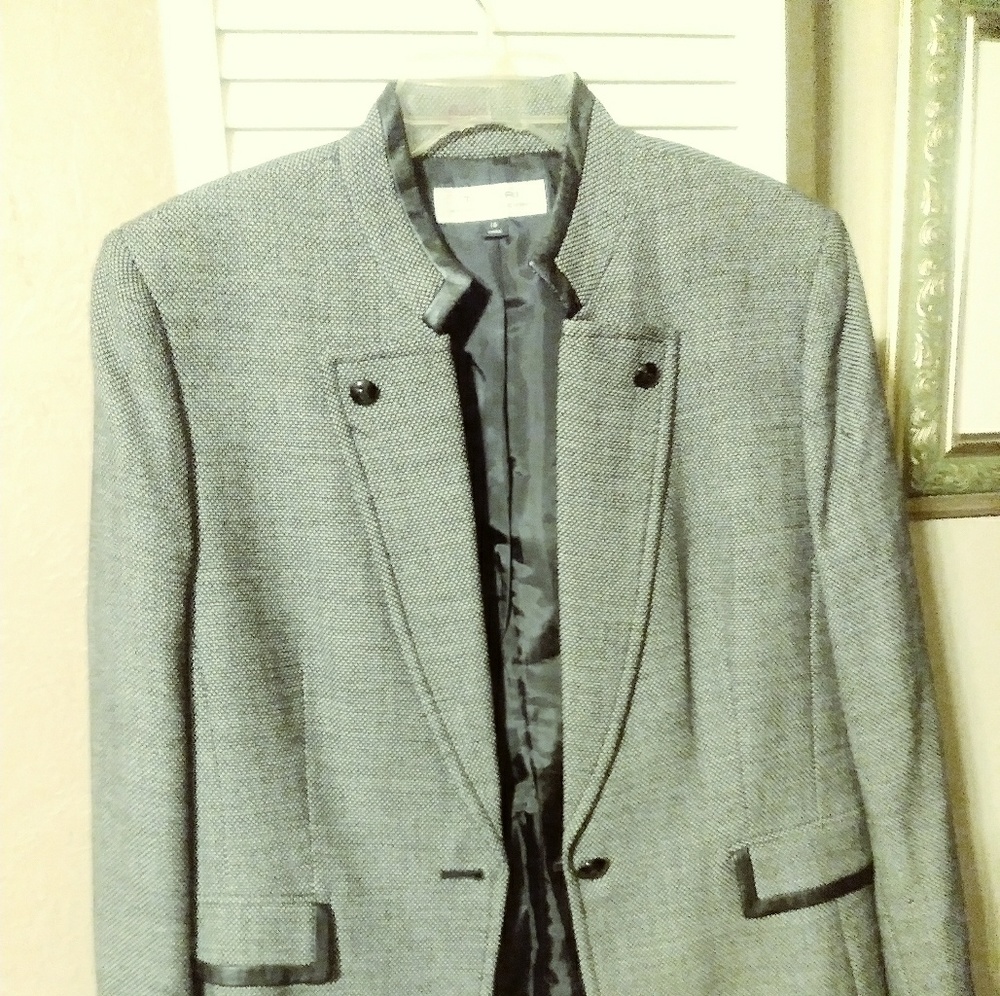 Leather trim blazer